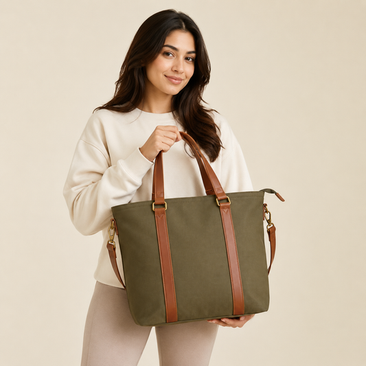Olive Green Yoga Tote Bag